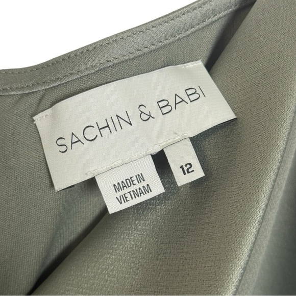 Sachin + Babi Sage Green Satin Midi Dress - Picture 3 of 12